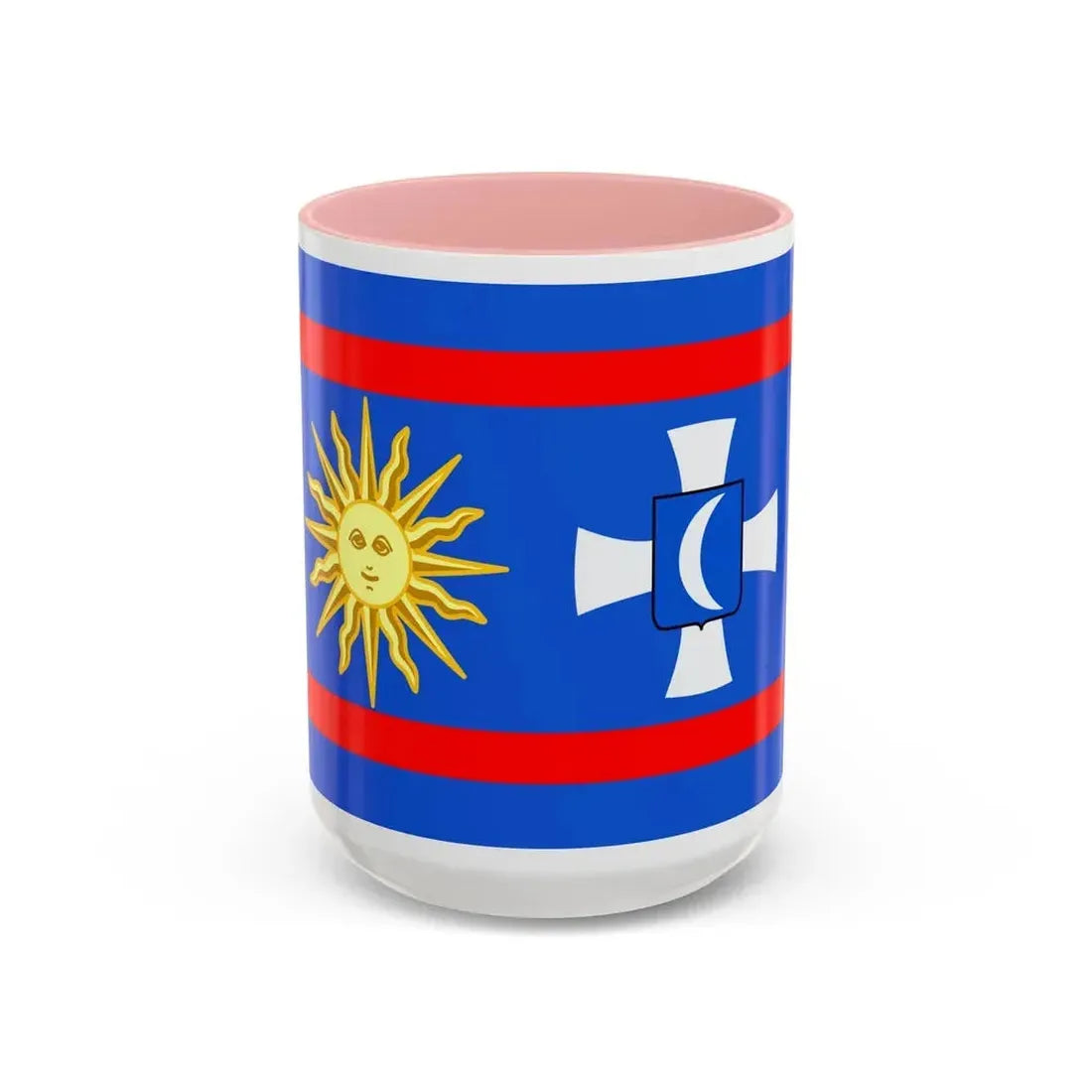 Flag of Vinnytsia Oblast Ukraine - Accent Coffee Mug 15oz Pink - Go Mug Yourself