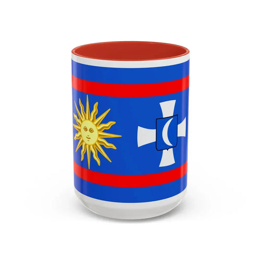 Flag of Vinnytsia Oblast Ukraine - Accent Coffee Mug 15oz Red - Go Mug Yourself
