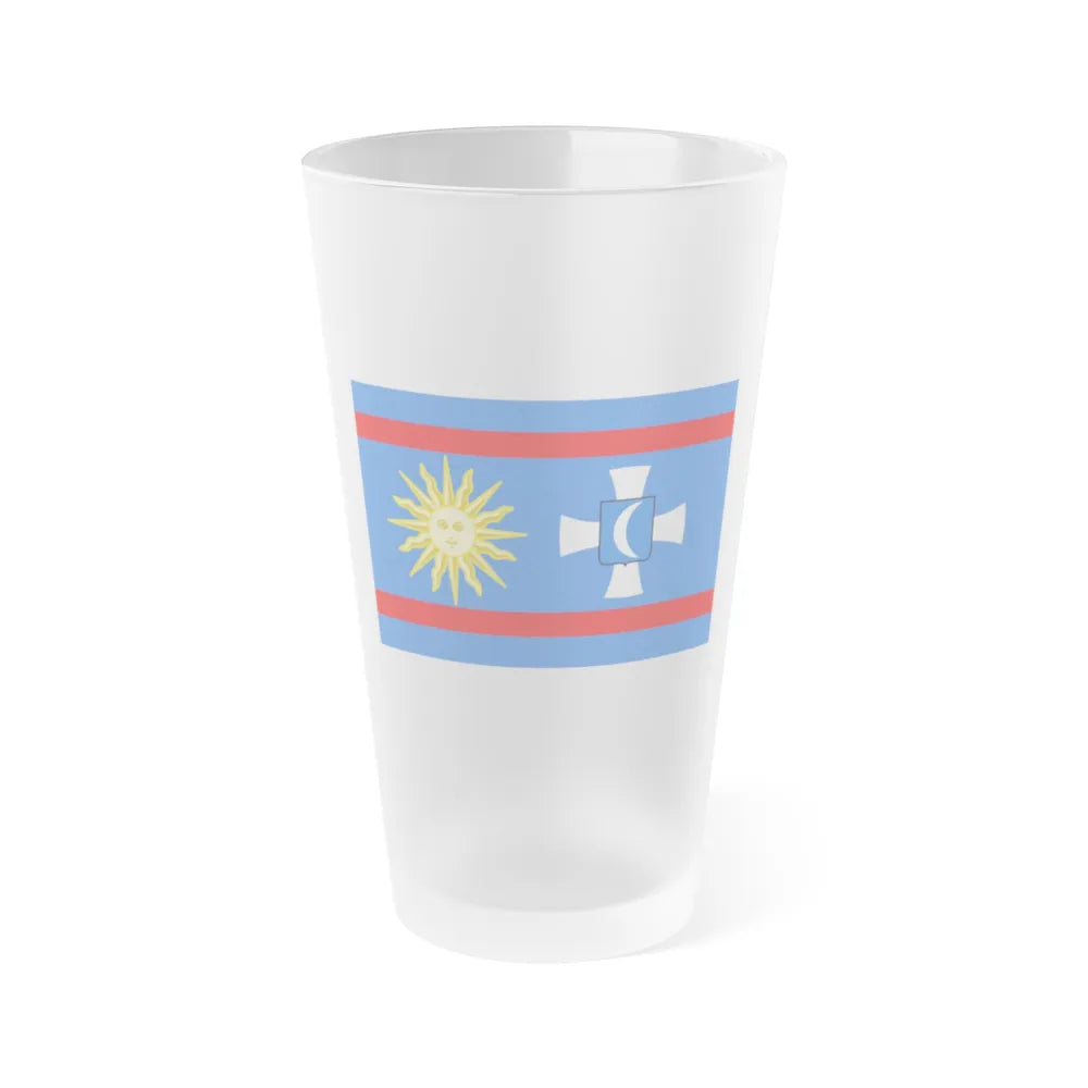 Flag of Vinnytsia Oblast Ukraine - Frosted Pint Glass 16oz-16oz-Frosted-Go Mug Yourself