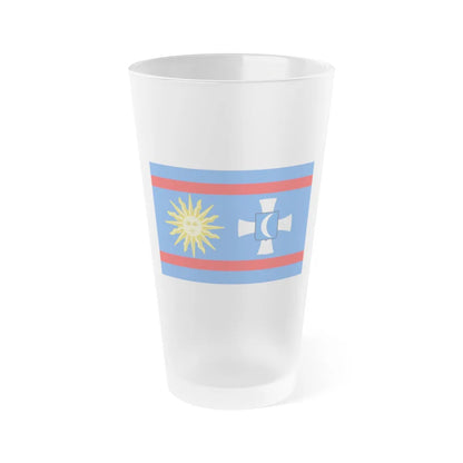 Flag of Vinnytsia Oblast Ukraine - Frosted Pint Glass 16oz-16oz-Frosted-Go Mug Yourself