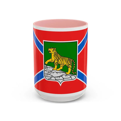 Flag of Vladivostok Russia - Accent Coffee Mug 15oz Pink - Go Mug Yourself