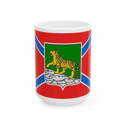 Flag of Vladivostok Russia - White Coffee Mug 15oz - Go Mug Yourself