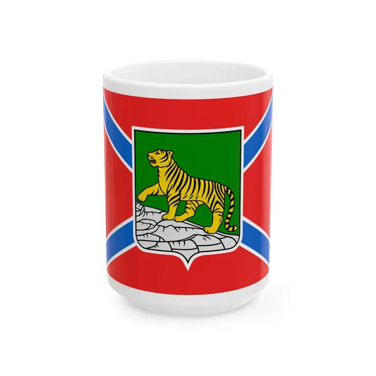Flag of Vladivostok Russia - White Coffee Mug 15oz - Go Mug Yourself