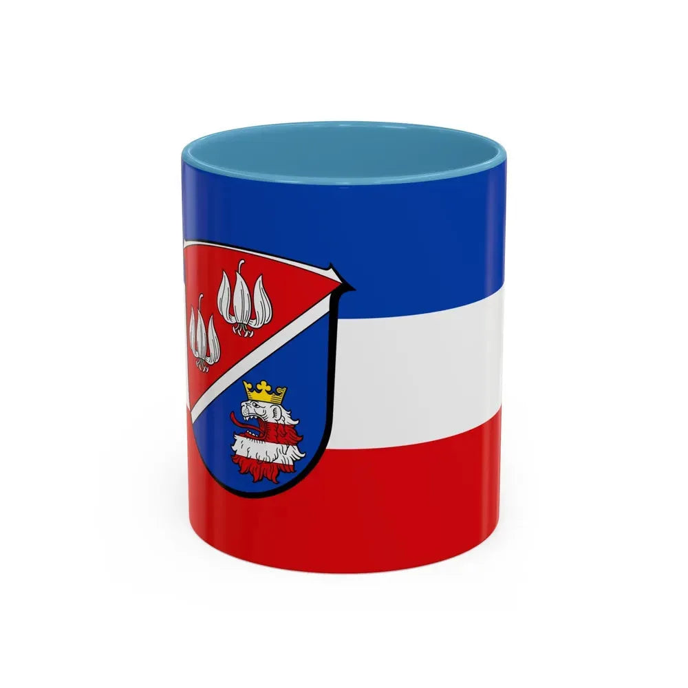Flag of Vogelsbergkreis Germany - Accent Coffee Mug 11oz Light Blue - Go Mug Yourself