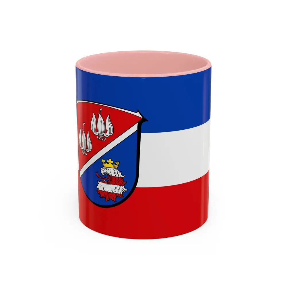 Flag of Vogelsbergkreis Germany - Accent Coffee Mug 11oz Pink - Go Mug Yourself