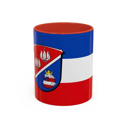 Flag of Vogelsbergkreis Germany - Accent Coffee Mug 11oz Red - Go Mug Yourself