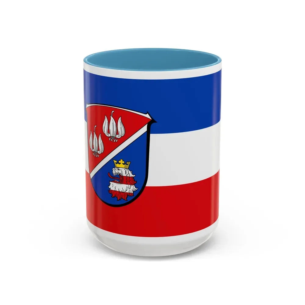 Flag of Vogelsbergkreis Germany - Accent Coffee Mug 15oz Light Blue - Go Mug Yourself