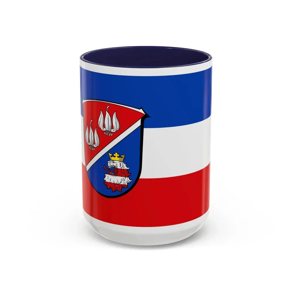 Flag of Vogelsbergkreis Germany - Accent Coffee Mug 15oz Navy - Go Mug Yourself