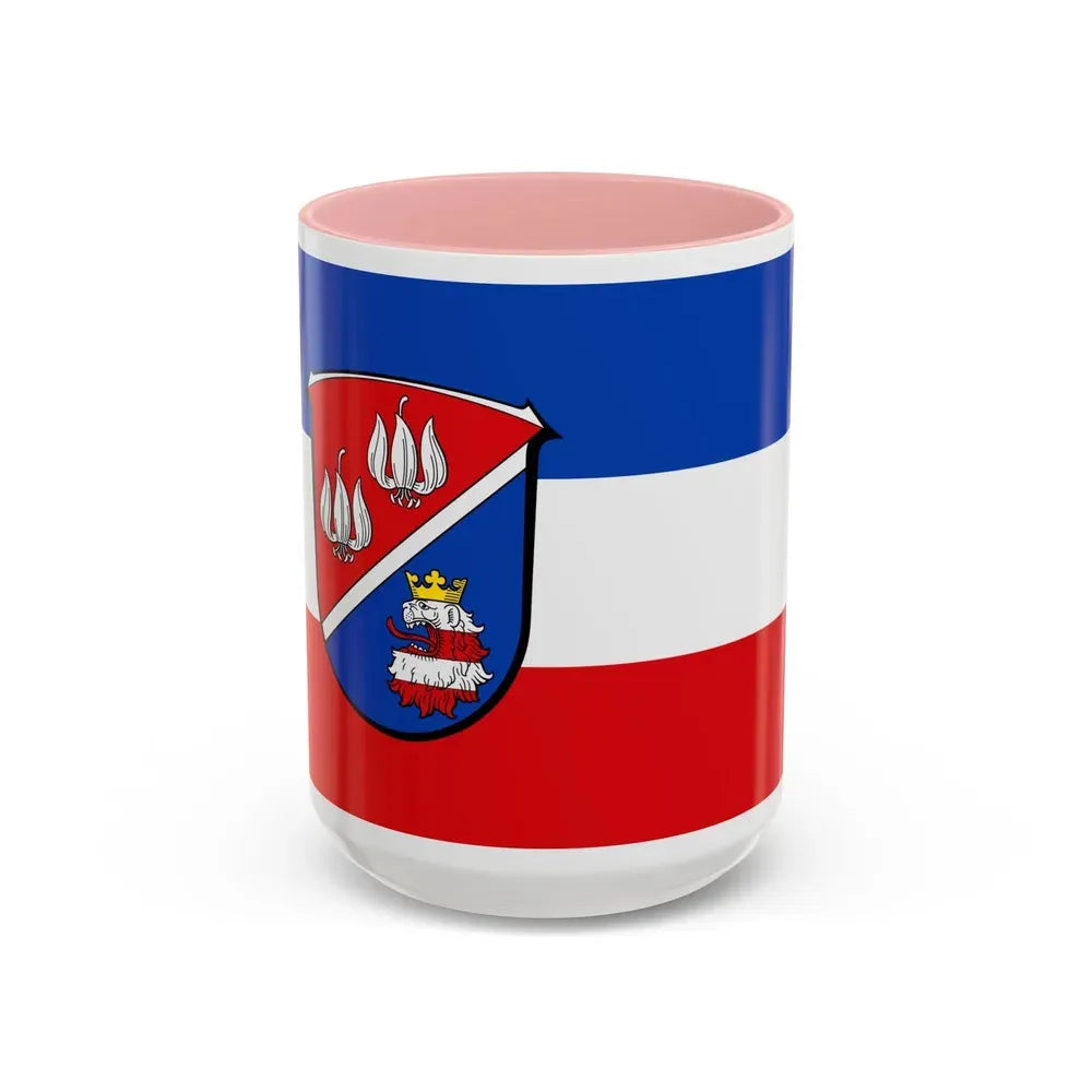 Flag of Vogelsbergkreis Germany - Accent Coffee Mug 15oz Pink - Go Mug Yourself