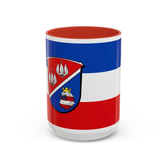 Flag of Vogelsbergkreis Germany - Accent Coffee Mug 15oz Red - Go Mug Yourself