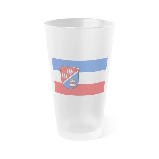 Flag of Vogelsbergkreis Germany - Frosted Pint Glass 16oz 16oz Frosted - Go Mug Yourself