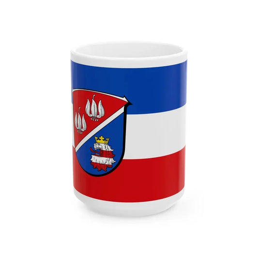 Flag of Vogelsbergkreis Germany - White Coffee Mug 15oz - Go Mug Yourself