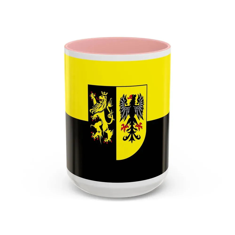 Flag of Vogtlandkreis Germany - Accent Coffee Mug 15oz Pink - Go Mug Yourself