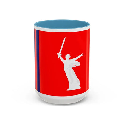 Flag of Volgograd Oblast Russia - Accent Coffee Mug 15oz Light Blue - Go Mug Yourself
