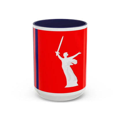 Flag of Volgograd Oblast Russia - Accent Coffee Mug 15oz Navy - Go Mug Yourself