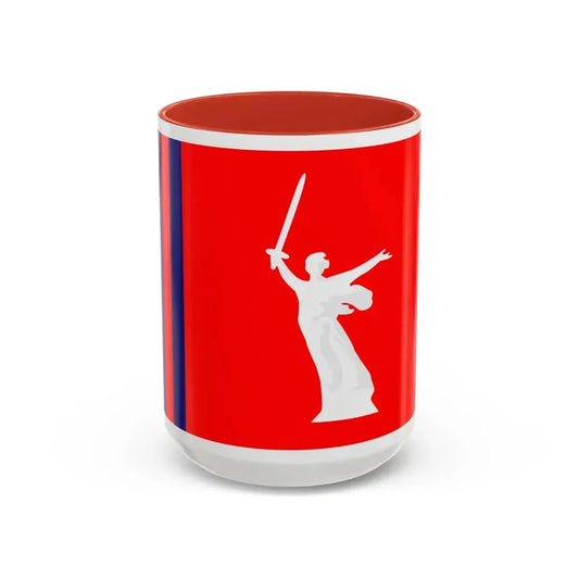 Flag of Volgograd Oblast Russia - Accent Coffee Mug 15oz Red - Go Mug Yourself