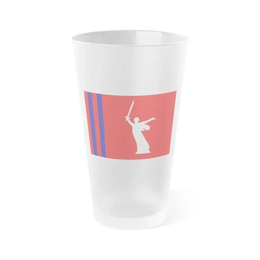 Flag of Volgograd Oblast Russia - Frosted Pint Glass 16oz 16oz Frosted - Go Mug Yourself