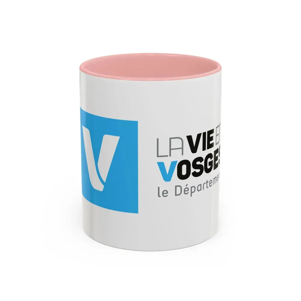 Flag of Vosges France - Accent Coffee Mug 11oz Pink - Go Mug Yourself