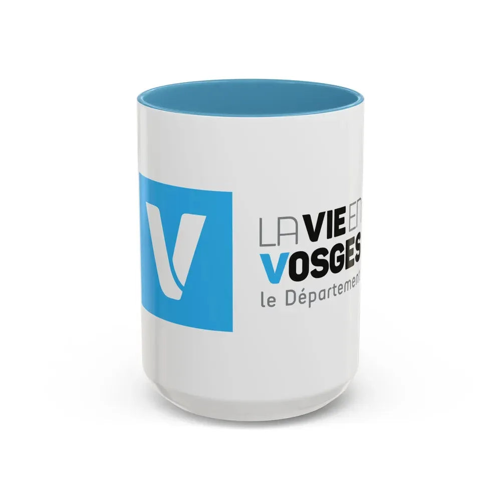 Flag of Vosges France - Accent Coffee Mug 15oz Light Blue - Go Mug Yourself
