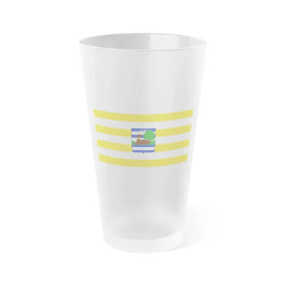 Flag of Vukovar Srijem County Croatia - Frosted Pint Glass 16oz 16oz Frosted - Go Mug Yourself