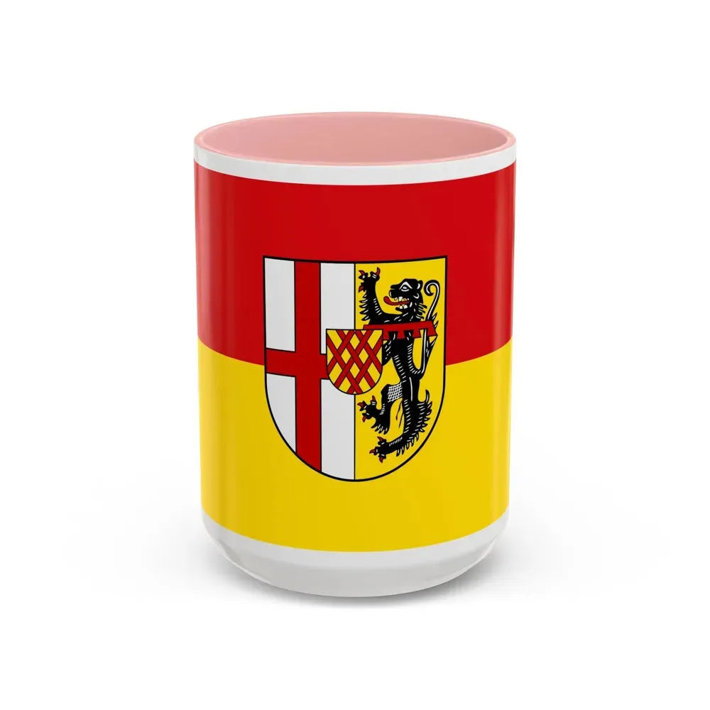 Flag of Vulkaneifel Germany - Accent Coffee Mug 15oz Pink - Go Mug Yourself