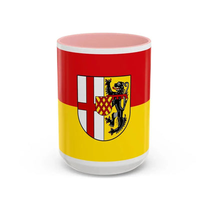 Flag of Vulkaneifel Germany - Accent Coffee Mug 15oz Pink - Go Mug Yourself