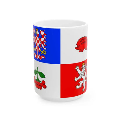 Flag of Vysocina Region (Czech Republic) White Coffee Mug 15oz - Go Mug Yourself