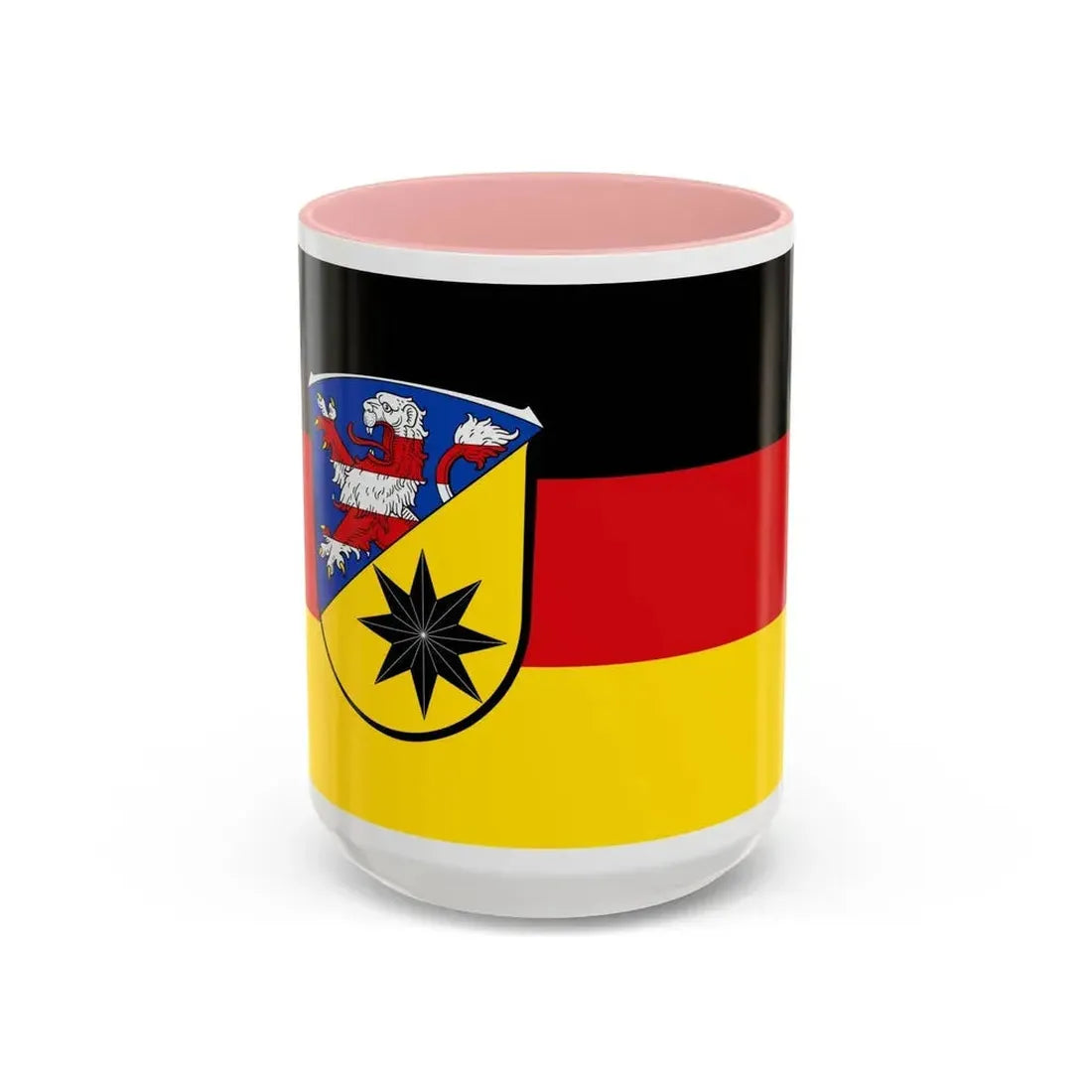 Flag of Waldeck Frankenberg Germany - Accent Coffee Mug 15oz Pink - Go Mug Yourself