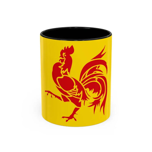 Flag of Wallonia the French Community and Walloon Region Belgium - Accent Coffee Mug 11oz Black - Go Mug Yourself