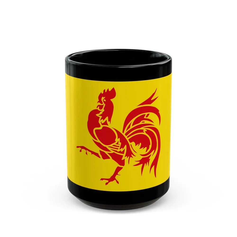 Flag of Wallonia the French Community and Walloon Region Belgium - Black Coffee Mug-15oz-Go Mug Yourself