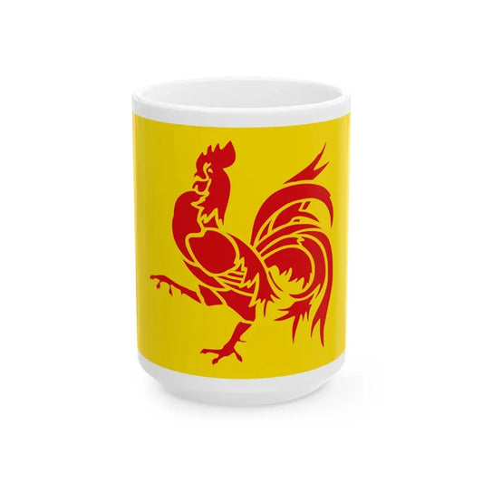 Flag of Wallonia the French Community and Walloon Region Belgium - White Coffee Mug 15oz - Go Mug Yourself