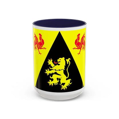 Flag of Walloon Brabant Belgium - Accent Coffee Mug 15oz Navy - Go Mug Yourself