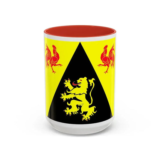 Flag of Walloon Brabant Belgium - Accent Coffee Mug 15oz Red - Go Mug Yourself