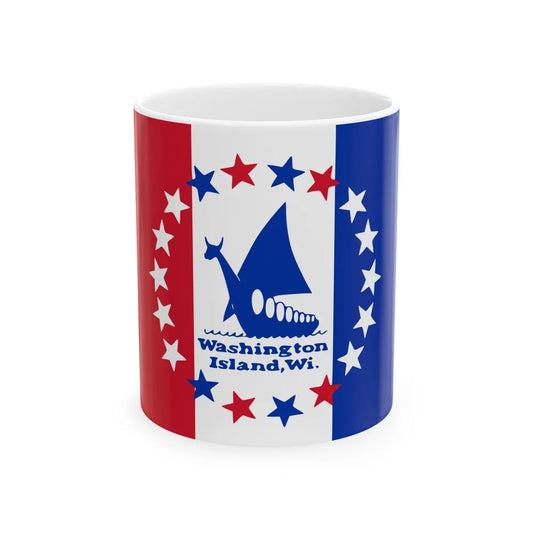 Flag of Washington Island Wisconsin (United States) White Coffee Mug 11oz - Go Mug Yourself