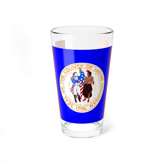Flag of Wayne County Michigan (United States) Pint Glass 16oz 16oz - Go Mug Yourself