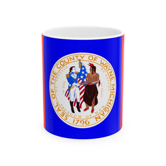 Flag of Wayne County Michigan (United States) White Coffee Mug 11oz - Go Mug Yourself