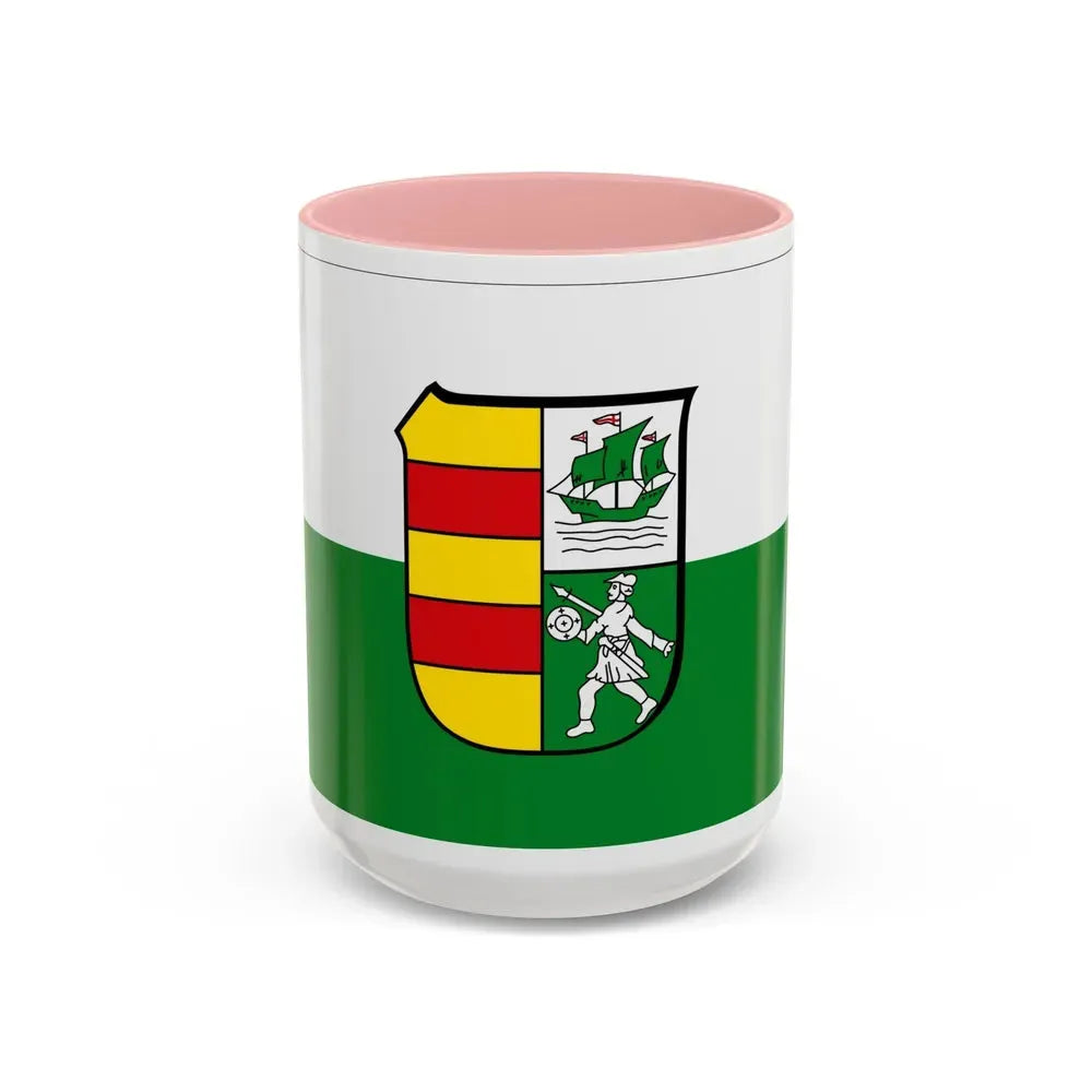 Flag of Wesermarsch Germany - Accent Coffee Mug 15oz Pink - Go Mug Yourself