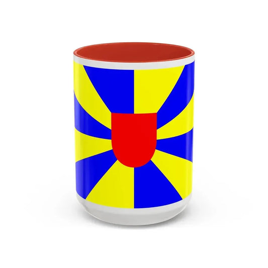 Flag of West Flanders Belgium - Accent Coffee Mug 15oz Red - Go Mug Yourself