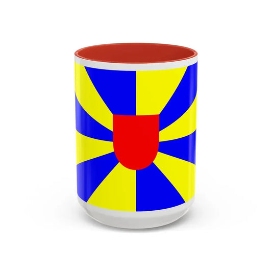 Flag of West Flanders Belgium - Accent Coffee Mug 15oz Red - Go Mug Yourself