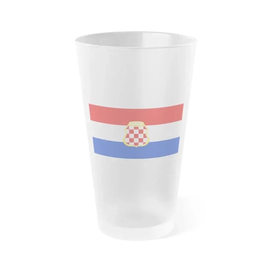 Flag of West Herzegovina Canton Bosnia and Herzegovina - Frosted Pint Glass 16oz 16oz Frosted - Go Mug Yourself