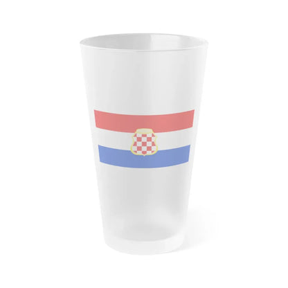 Flag of West Herzegovina Canton Bosnia and Herzegovina - Frosted Pint Glass 16oz 16oz Frosted - Go Mug Yourself