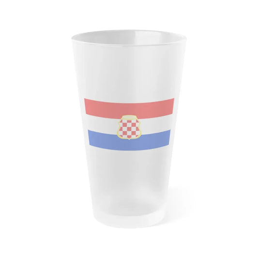 Flag of West Herzegovina Canton Bosnia and Herzegovina - Frosted Pint Glass 16oz 16oz Frosted - Go Mug Yourself