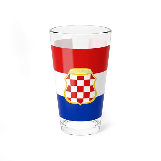 Flag of West Herzegovina Canton Bosnia and Herzegovina - Pint Glass 16oz 16oz - Go Mug Yourself