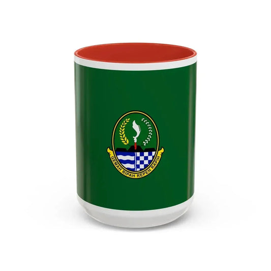 Flag of West Java Indonesia - Accent Coffee Mug 15oz Red - Go Mug Yourself
