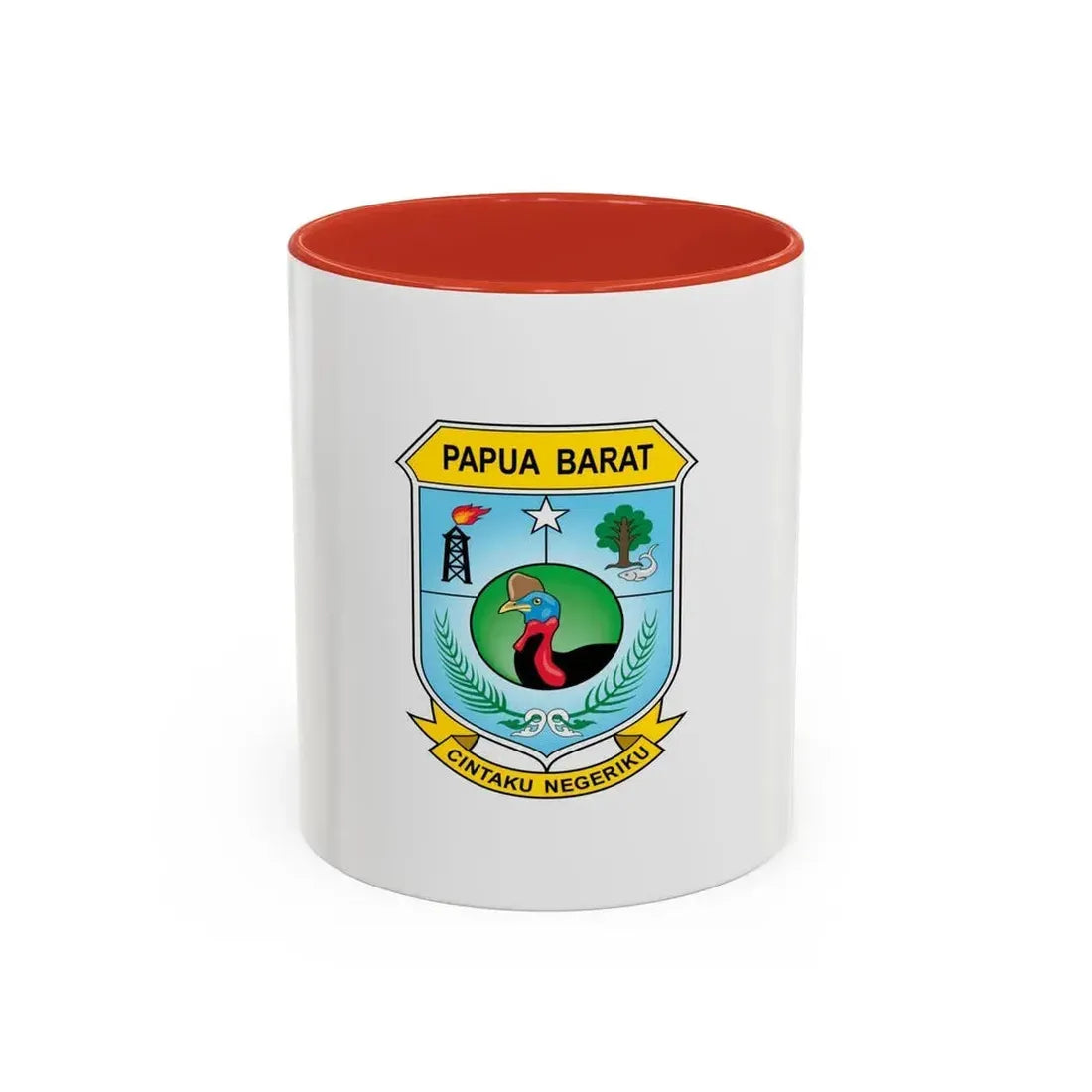 Flag of West Papua Indonesia - Accent Coffee Mug 11oz Red - Go Mug Yourself