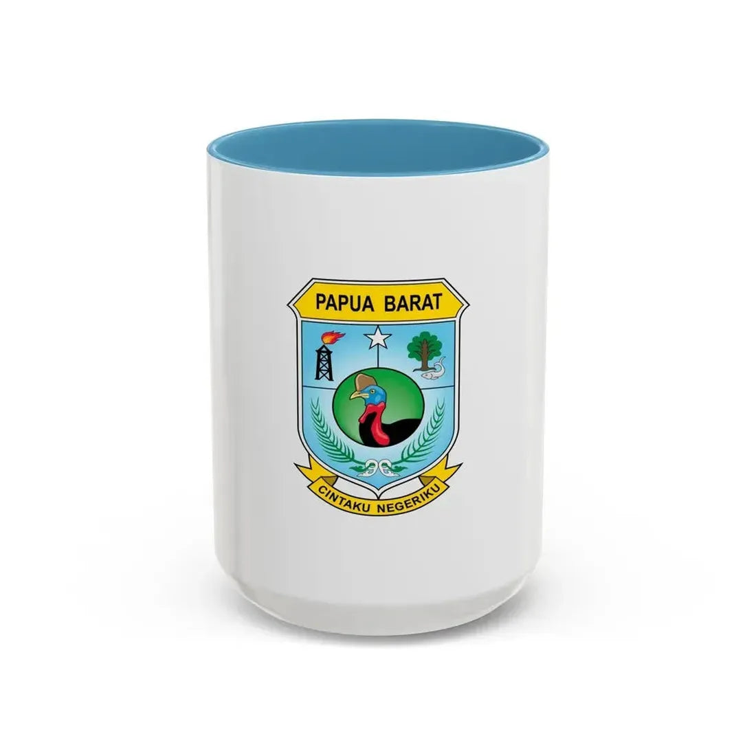 Flag of West Papua Indonesia - Accent Coffee Mug 15oz Light Blue - Go Mug Yourself