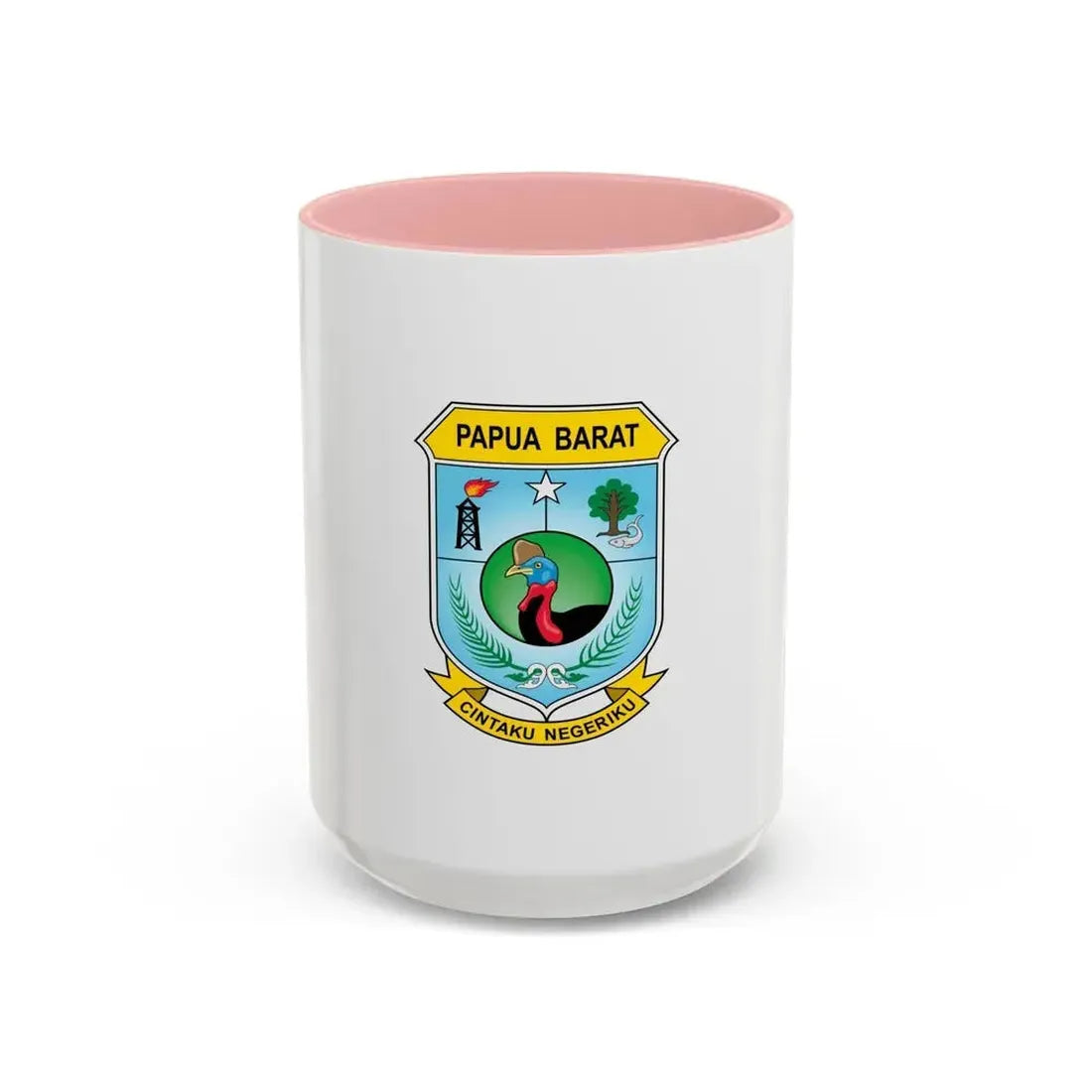 Flag of West Papua Indonesia - Accent Coffee Mug 15oz Pink - Go Mug Yourself