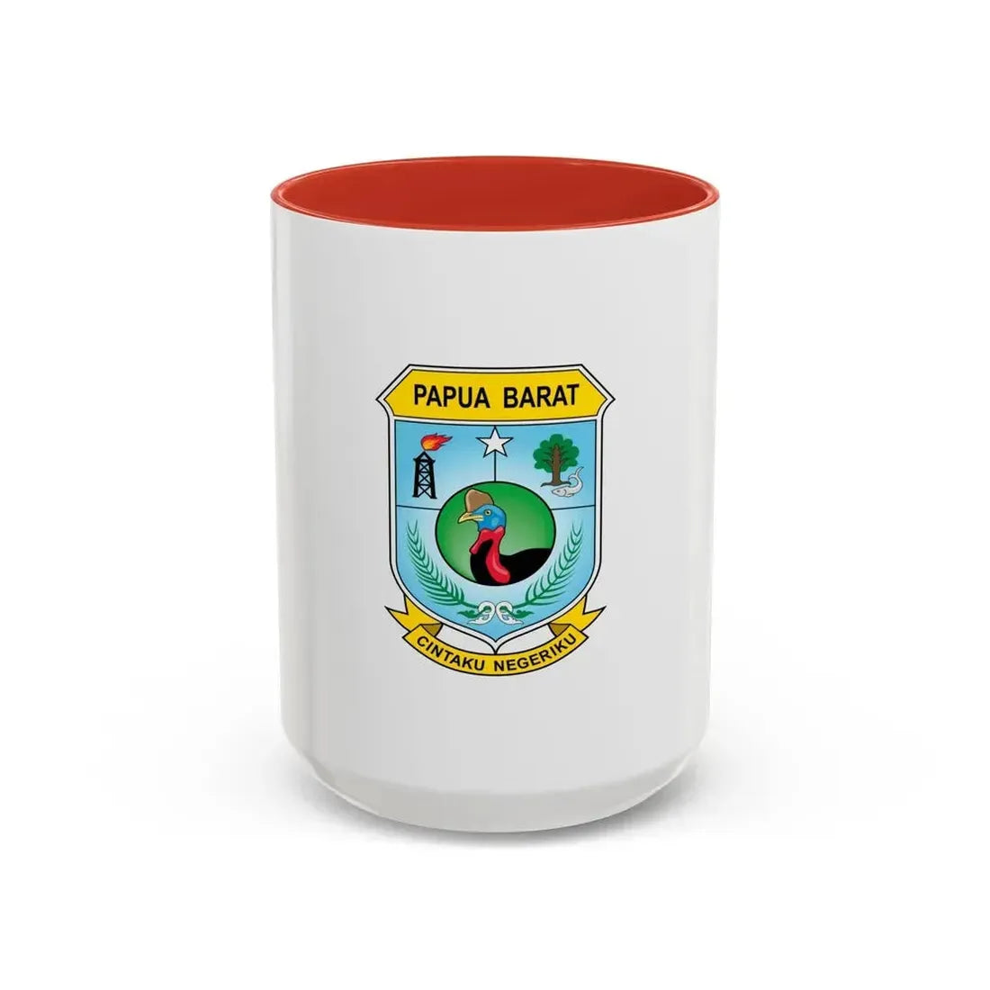 Flag of West Papua Indonesia - Accent Coffee Mug 15oz Red - Go Mug Yourself