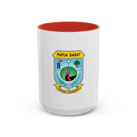Flag of West Papua Indonesia - Accent Coffee Mug 15oz Red - Go Mug Yourself