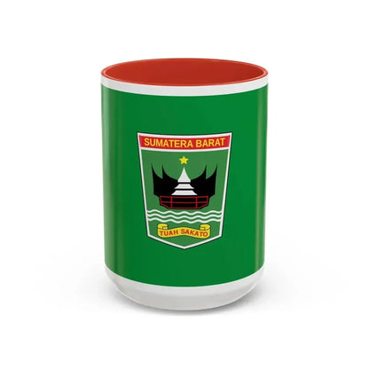 Flag of West Sumatra Indonesia - Accent Coffee Mug 15oz Red - Go Mug Yourself
